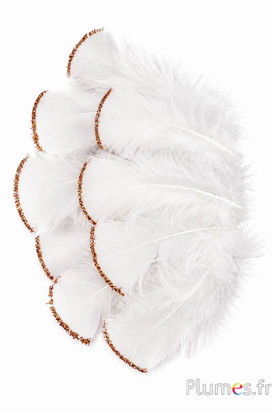 Tacchina con lustrini bronzo - 6-8 cm - bianco
